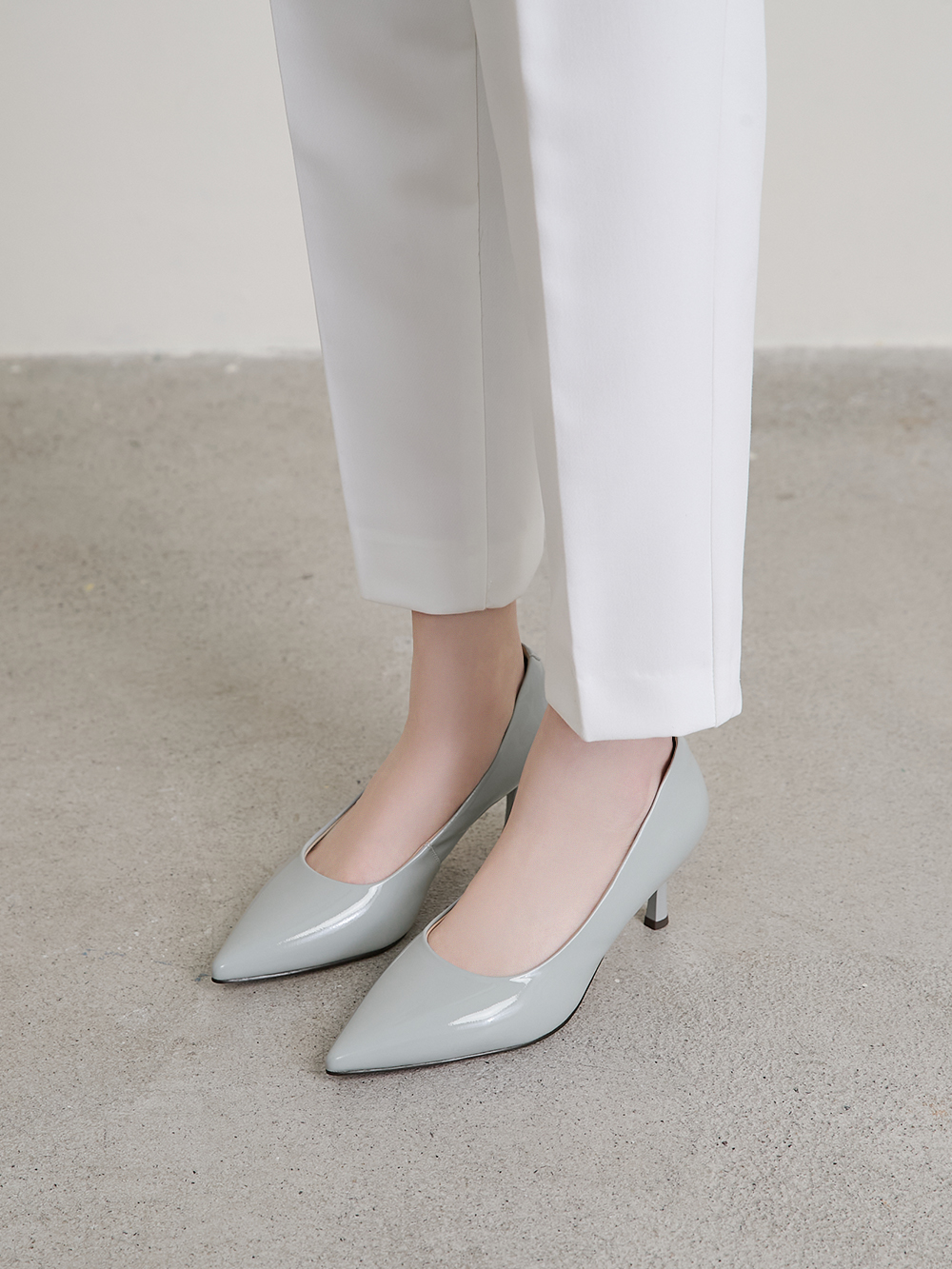 【真皮系列】6.5cm全能氣墊真皮高跟鞋 高級灰