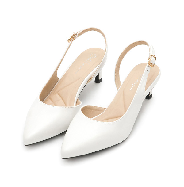 Pointed-Toe Mid-Heel Slingbacks 天使白