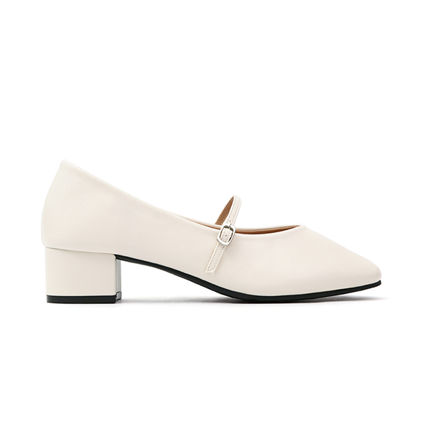 典雅少女V口低跟瑪莉珍鞋 白