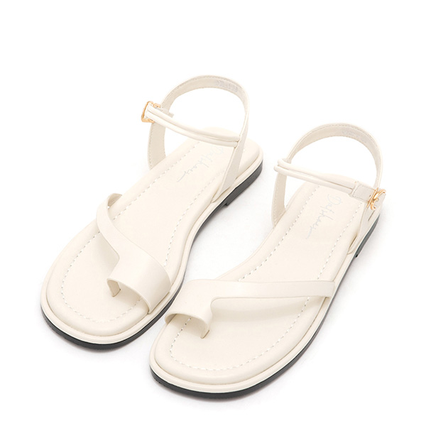 Chic Style Diagonal Strap Toe-Loop Flat Sandals 米