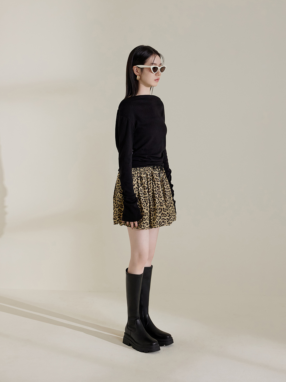 完美進化．增高厚底方糖瘦瘦長靴 時尚黑