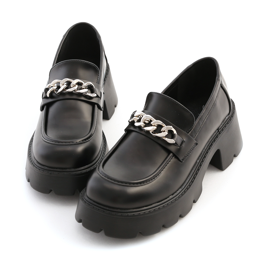 Chain Detail Chunky Loafers Black