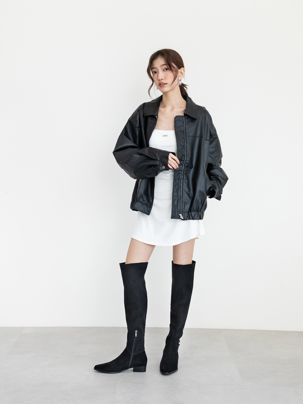 慵懶嬉皮西部堆堆長靴 黑色