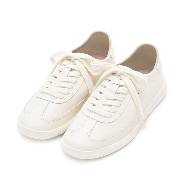 Color-Block Leather German Trainer Shoes Beige