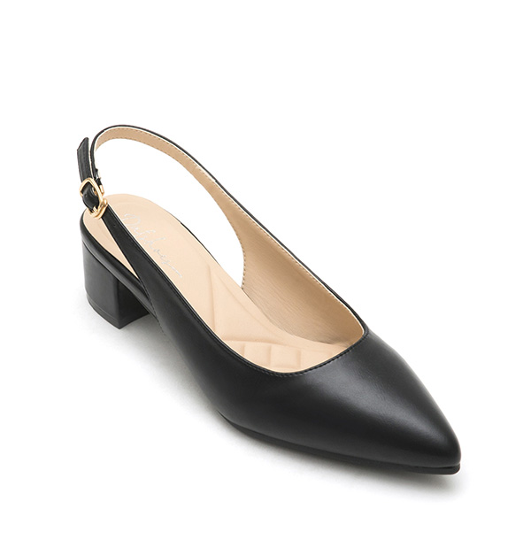 4D Cushion Pointed-Toe Slingback Shoes Black