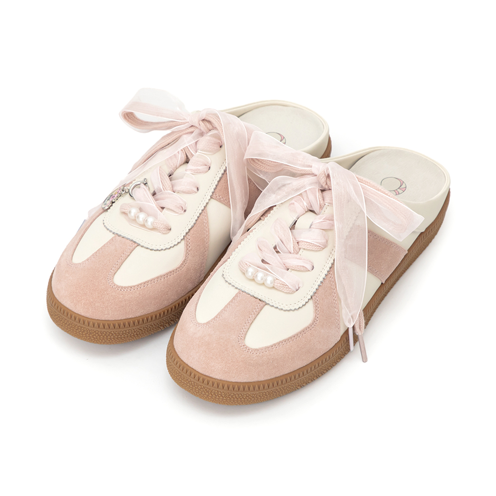 【Disney】妙妙貓真皮德訓穆勒鞋 草莓粉