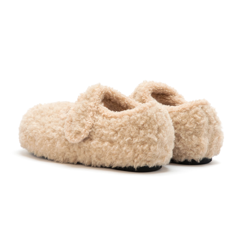 可愛萌系內增高毛毛瑪莉珍鞋 米色