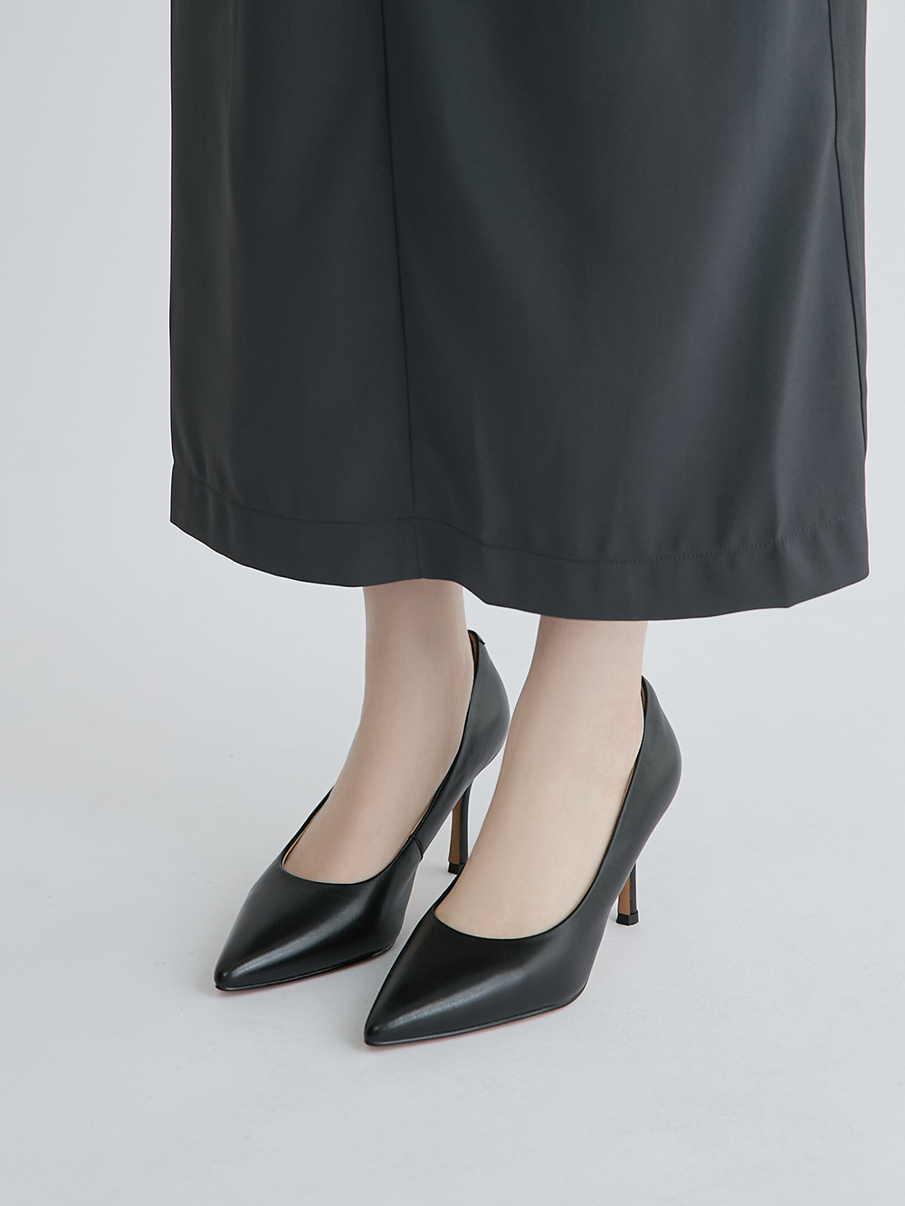【真皮系列】8.5cm全能氣墊真皮高跟鞋 時尚黑