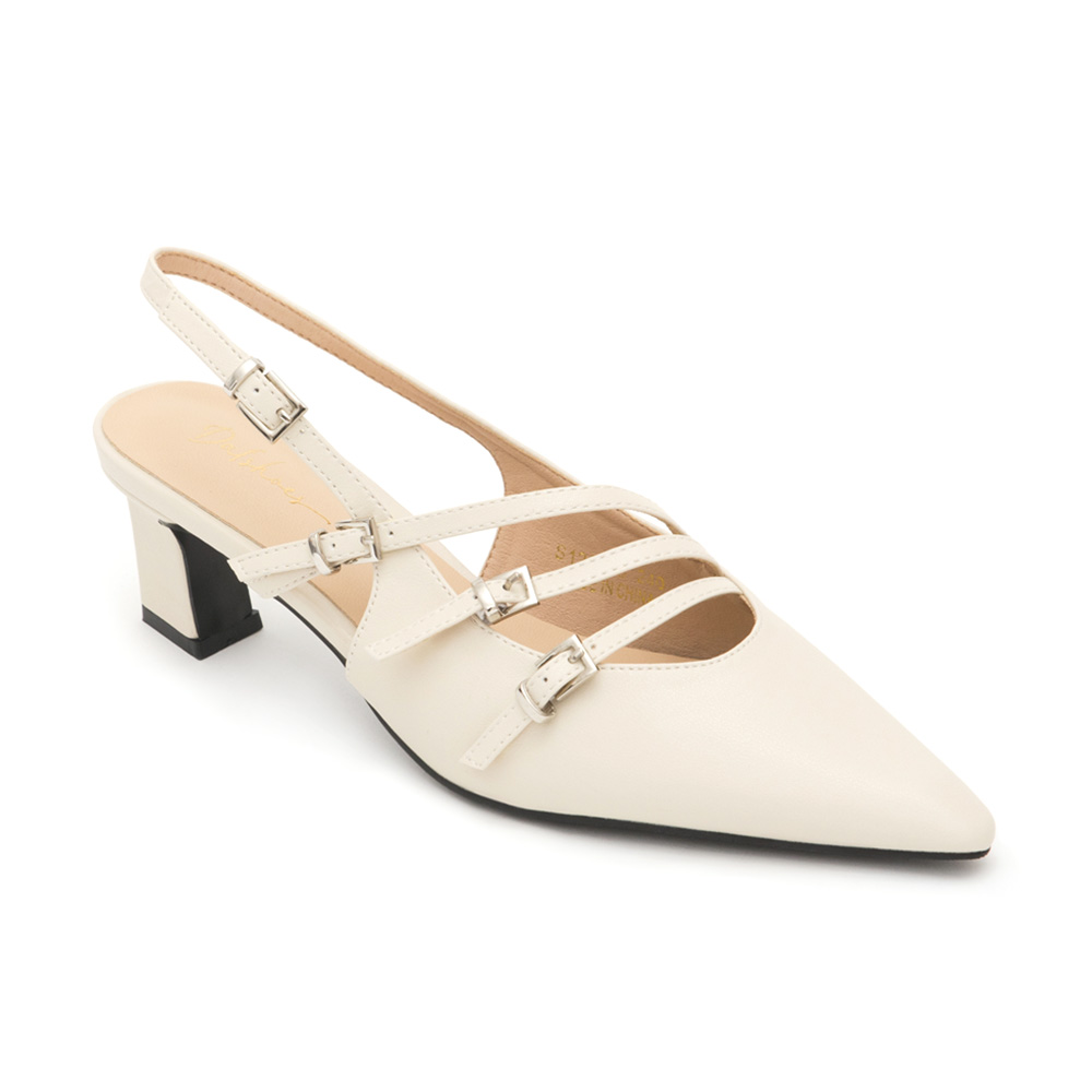 Three-Strap Pointed-Toe Slingback Heels 米