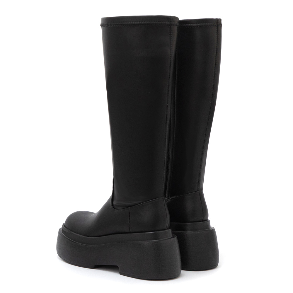 【加寬筒圍】時髦大長腿加厚底長靴 黑色