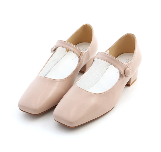 Bead-Embellished Mary Janes Nude pink