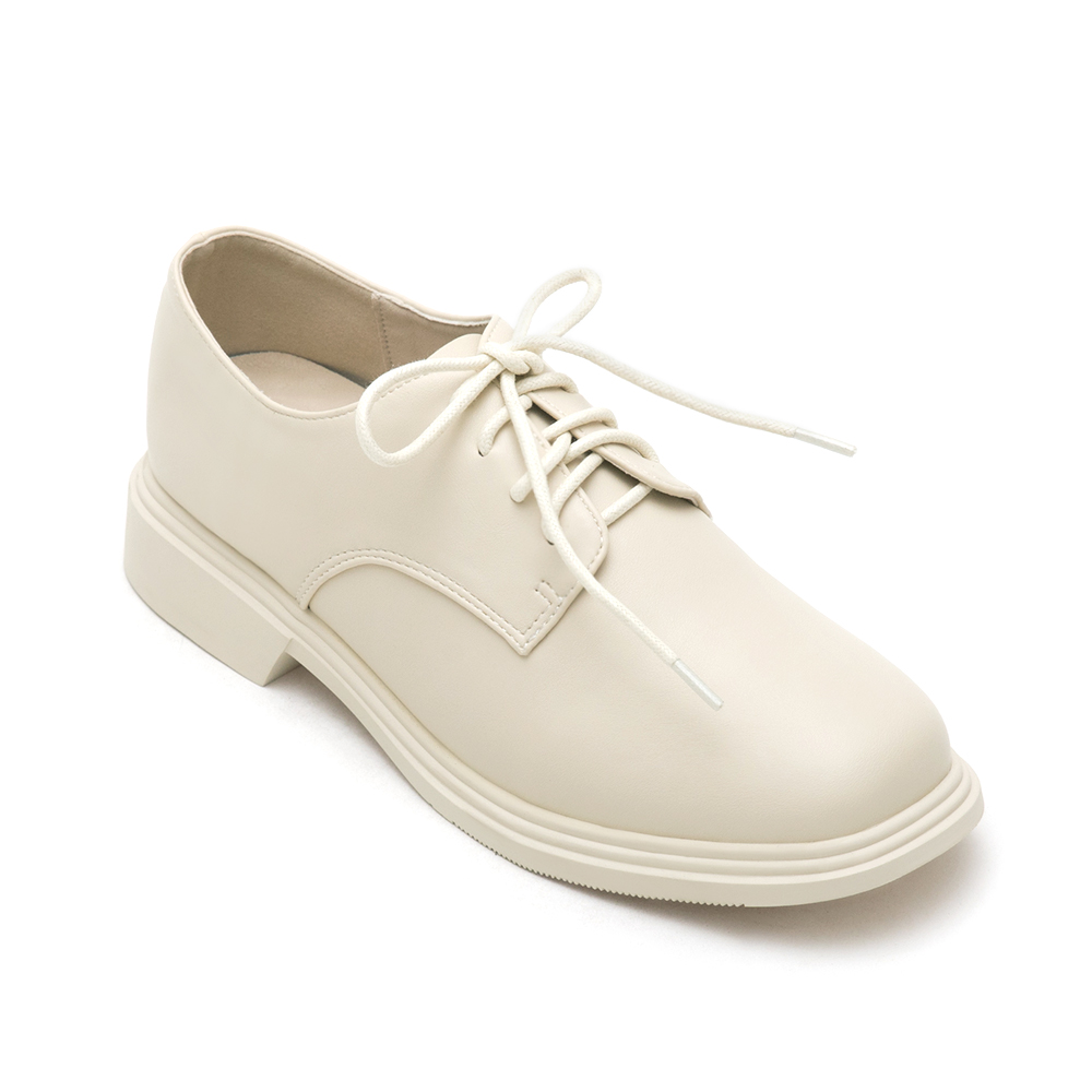 Soft Lace-Up Derby Shoes French Vanilla White