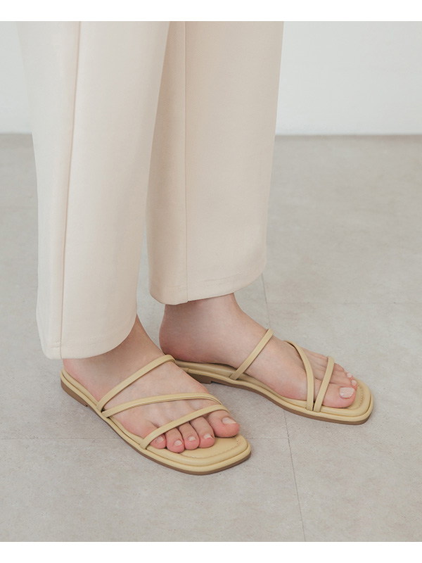 Cross Strap Flat Sandals Yellow