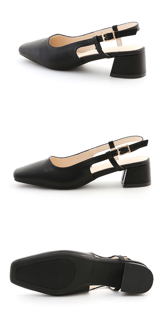 Mid-Heel Slingback Pumps Black