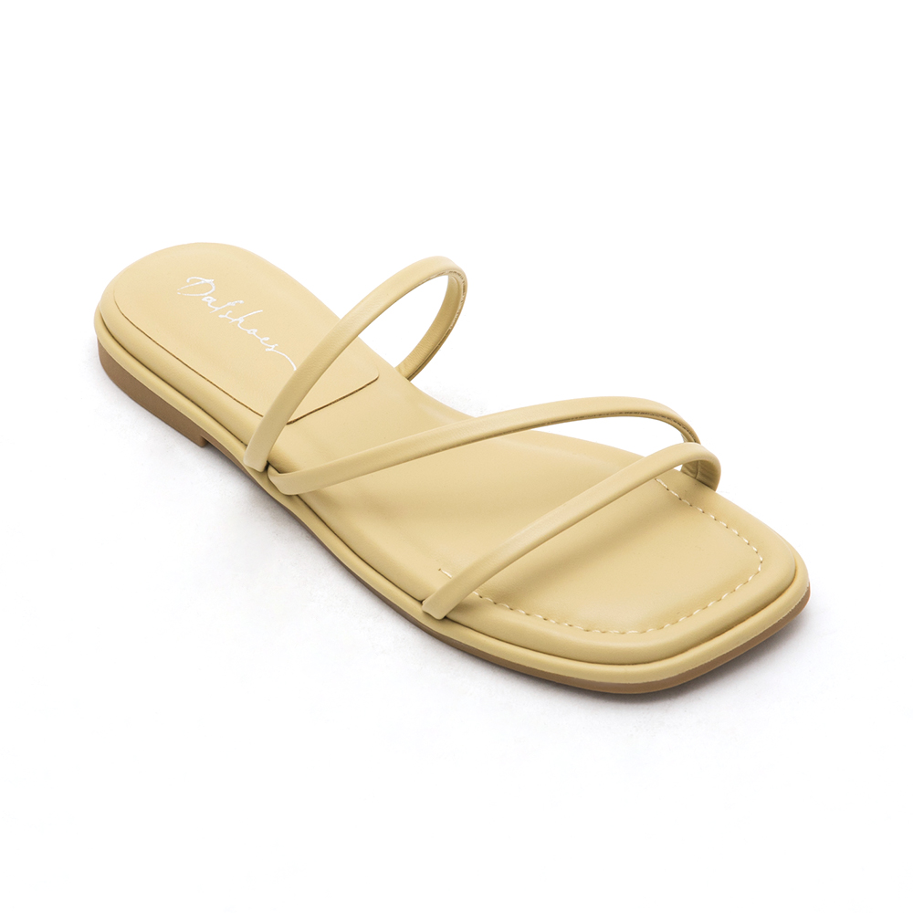 Cross Strap Flat Sandals Yellow