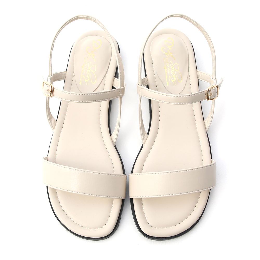 一字宽版系带平底凉鞋