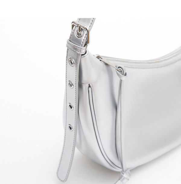 Crescent-Shaped Hobo Bag Silver