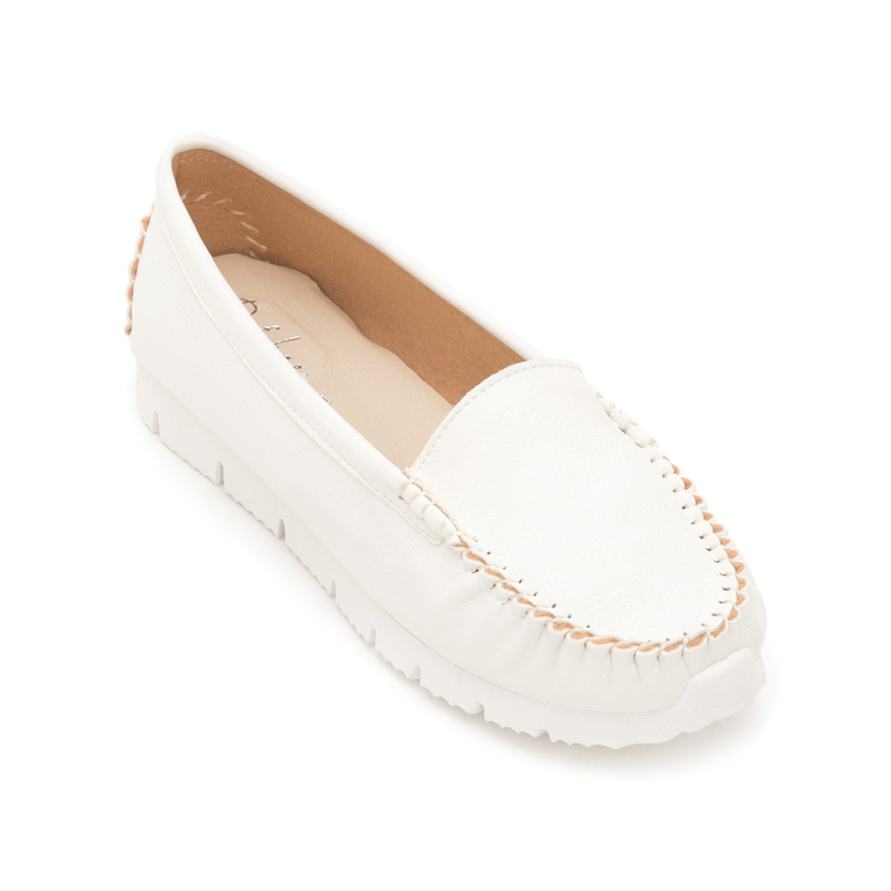 MIT Plain Platform Moccasins White