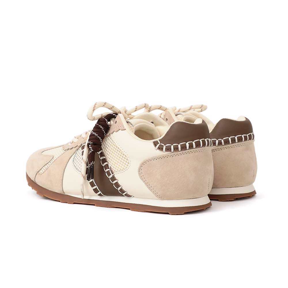 Colorblock Design Leather Sneakers Pink