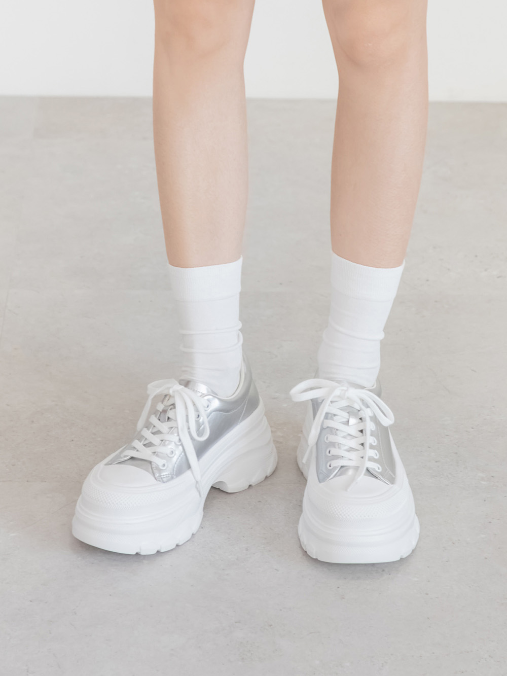 零重力輕運動厚底增高休閒鞋 銀色