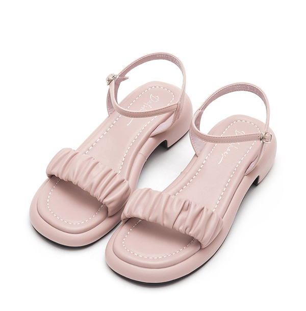 Marshmallow Single Strap Ruched Sandals Pink