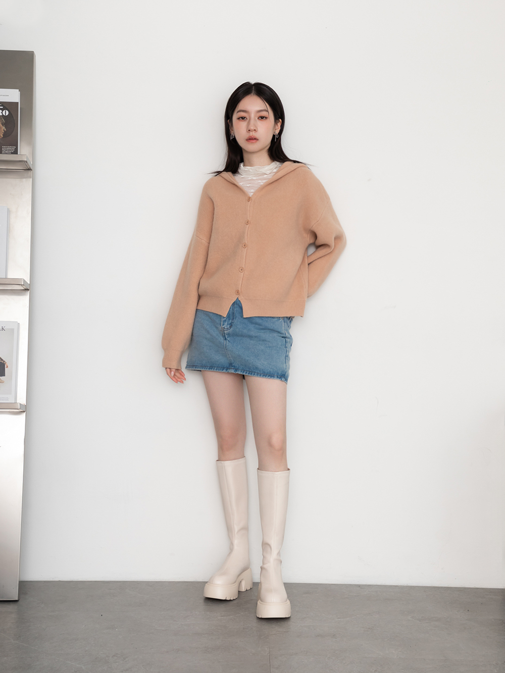 超強魅力．輕量波浪底瘦瘦長靴 香草米