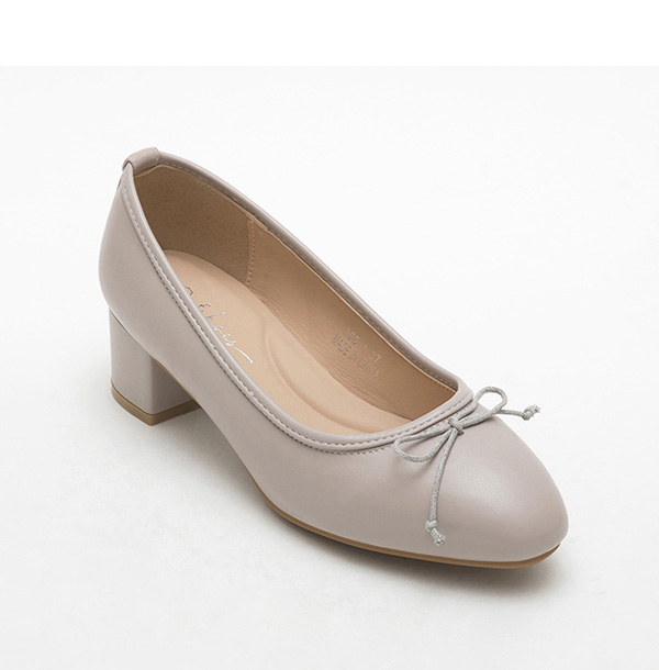 4D Cushioned Mid-Heel Ballets Shoes Grey