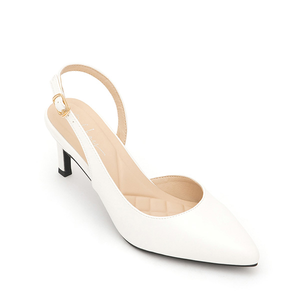 Elegant Pointed-Toe Slingback Heels White