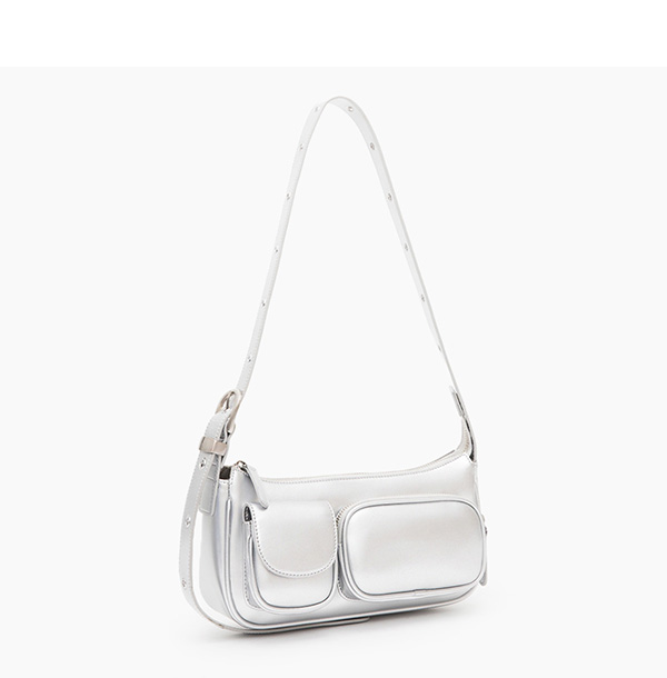 Multi-Pocket Crossbody Bag Silver