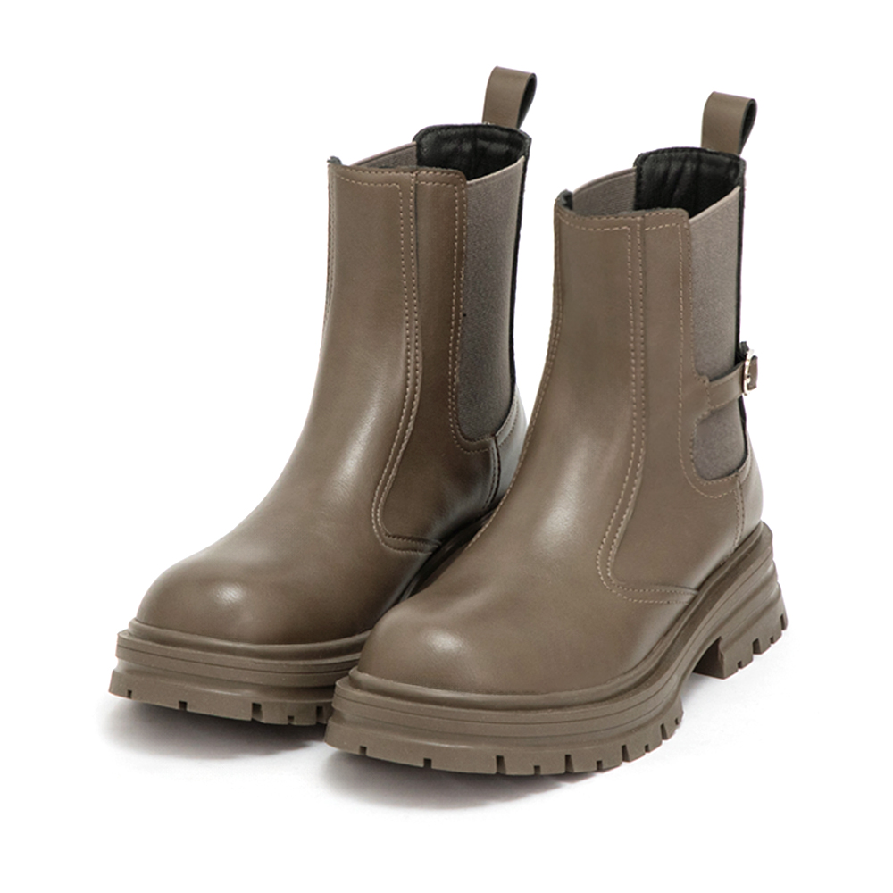 百搭氣場小釦環切爾西短靴 灰色