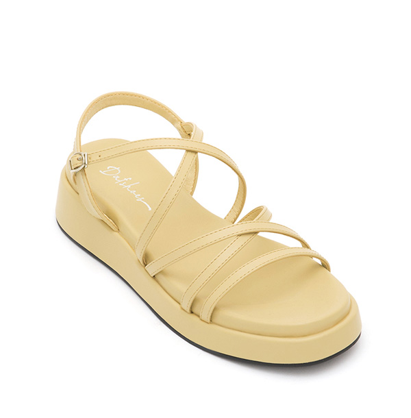 Cross-Strap Thick Sole Sandals Yellow