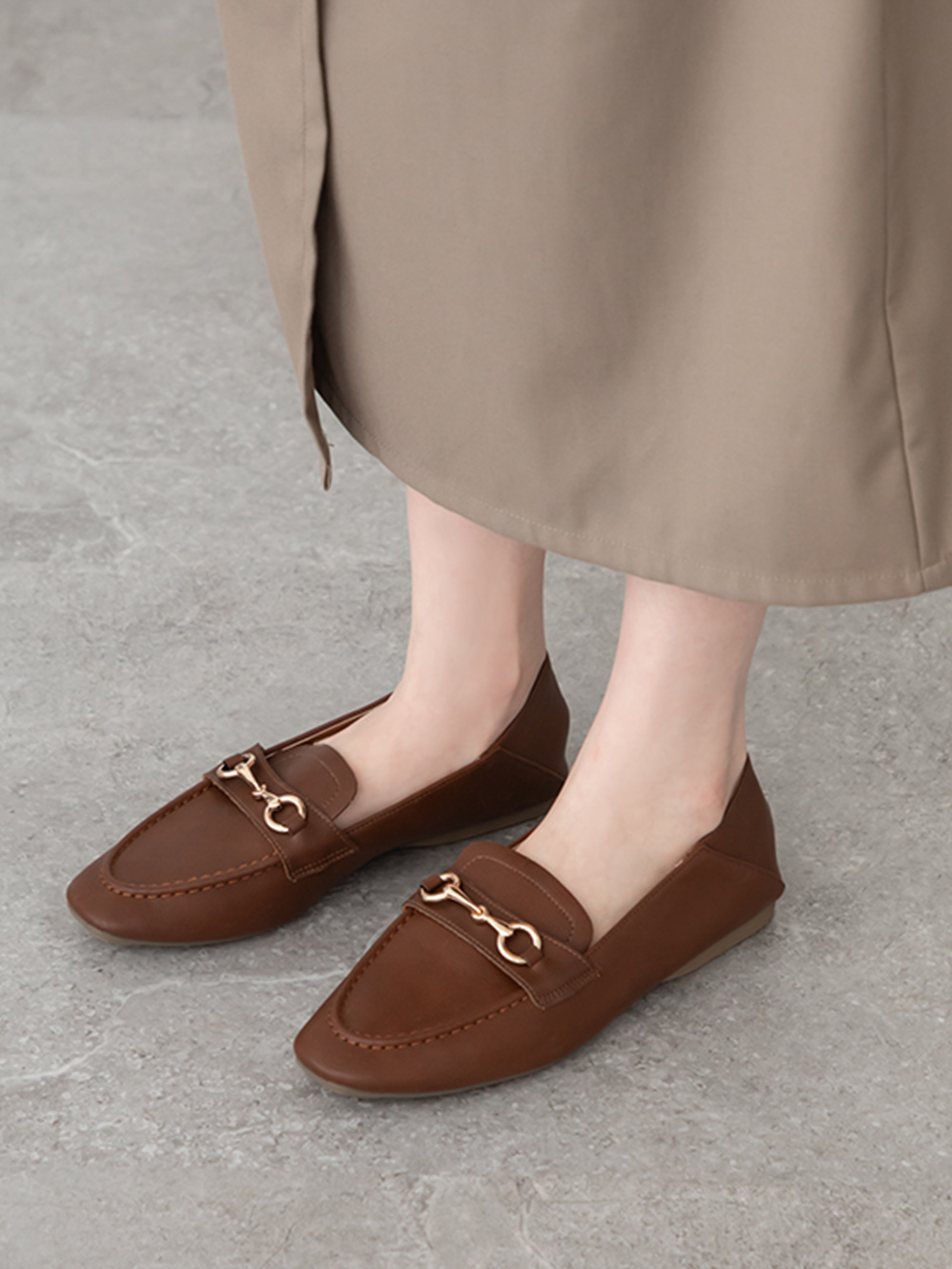學院風範.超軟Q馬銜釦樂福鞋 焦糖棕