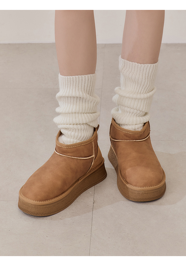 Water-Resistant Ankle Snow Boots 淺棕