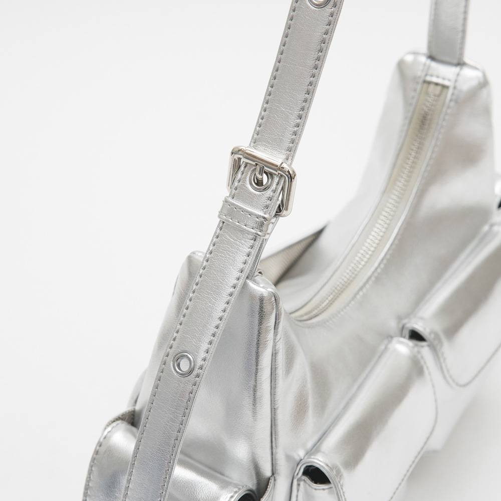 Double Pocket Sling Bag Silver