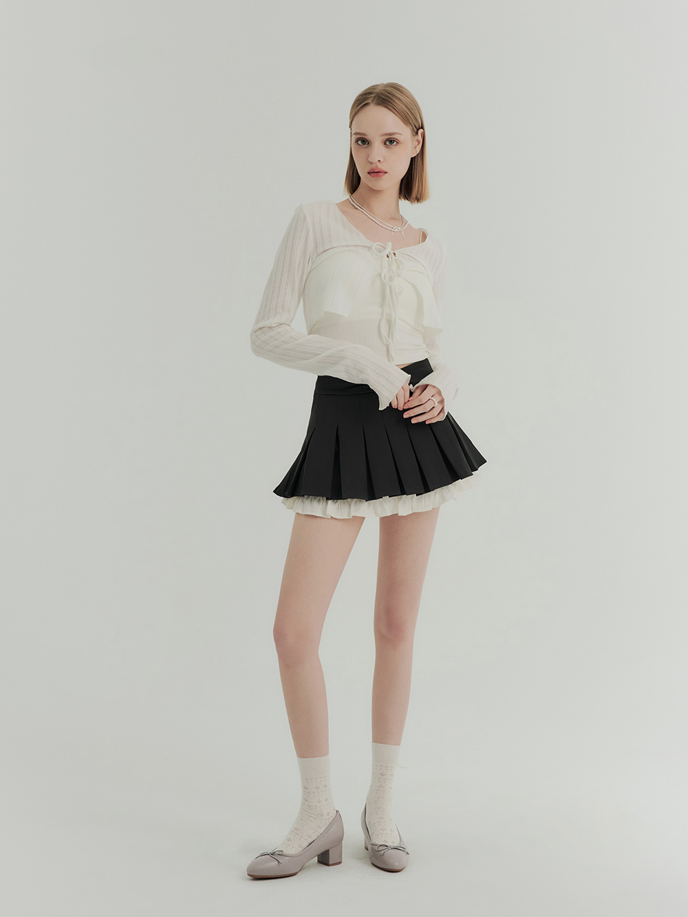 4D氣墊中跟芭蕾娃娃鞋 冰河灰