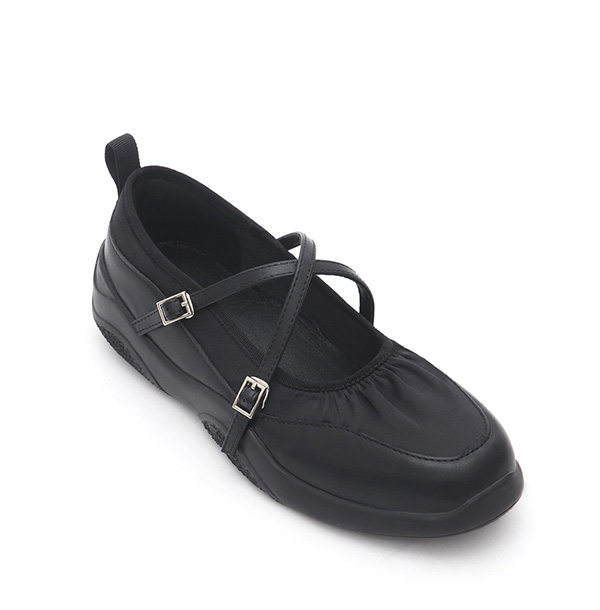 Cross-Strap Functional Mary Jane Shoes Black