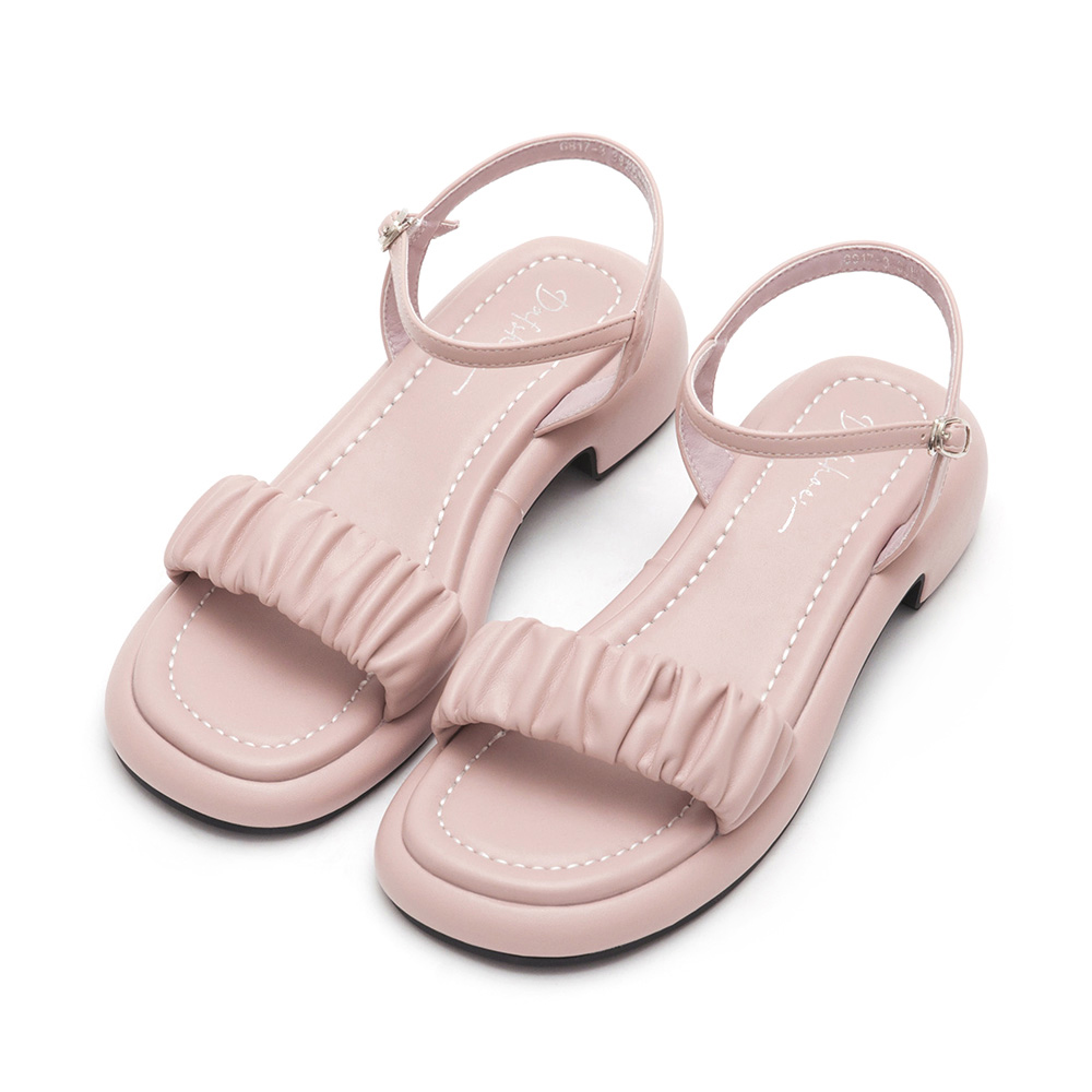 Marshmallow Single Strap Ruched Sandals Pink