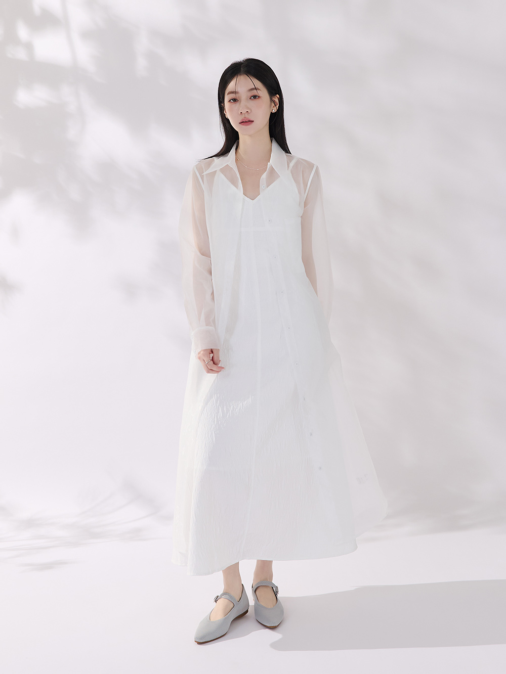 【3D零感雲織鞋】尖頭瑪莉珍鞋 象牙灰