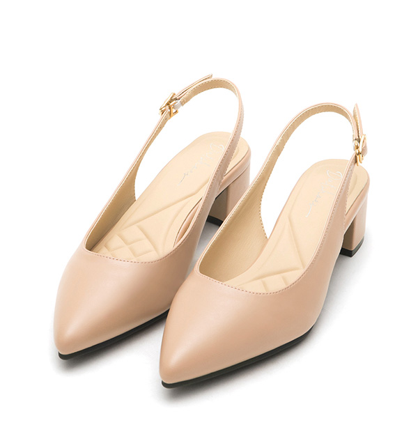 4D Cushion Pointed-Toe Slingback Shoes Nude pink