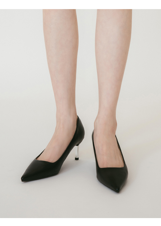 Plain Pointed Toe 6cm High-Heels Black