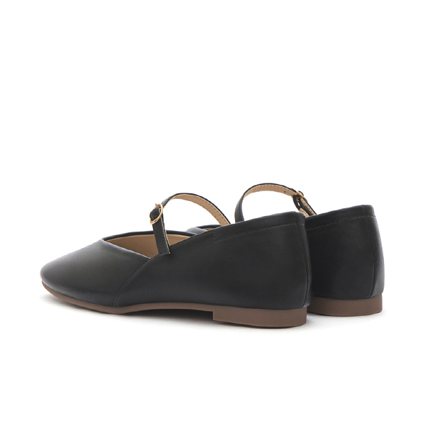 V-Cut Flat Mary Jane Shoes Black