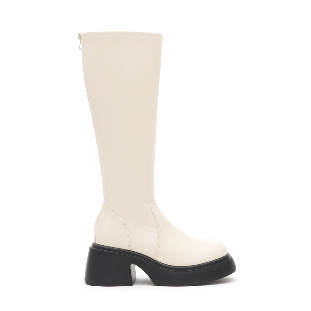 明星舞台．輕量加厚底瘦瘦長靴 香草米