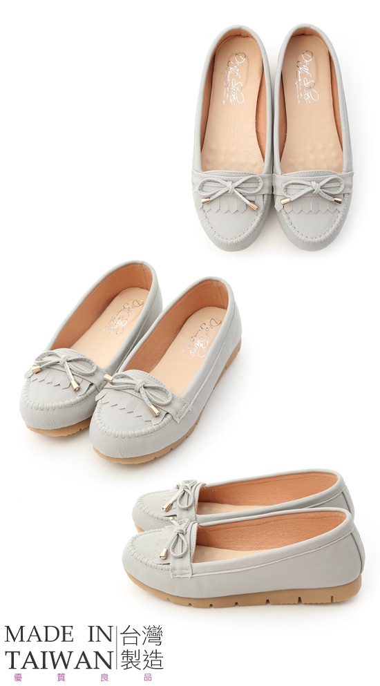 MIT Bow and Fringe Detail Moccasins Grey