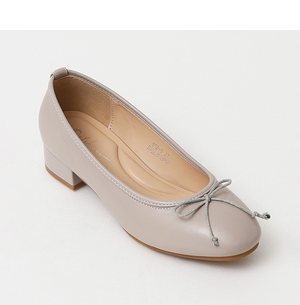 4D Cushioned Double-strap Low Heel Ballet Shoes Grey