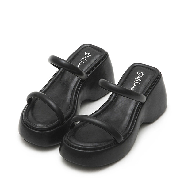 One-Strap Comfy Thick Sole Slide Sandals Black