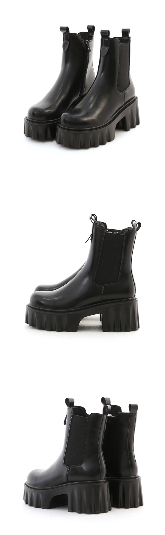 Zig-Zag Chunky Platform Chelsea Boots Black