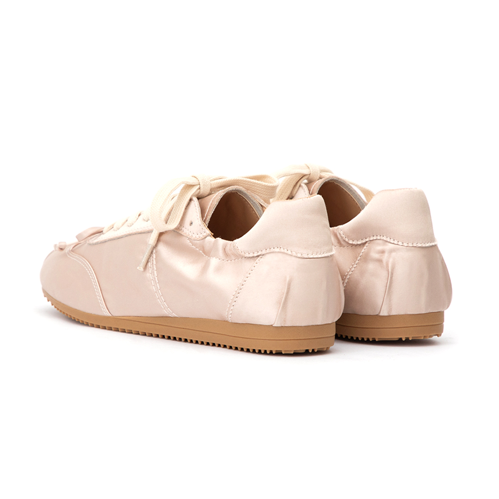 絲絨光感綁帶芭蕾風休閒鞋 粉色