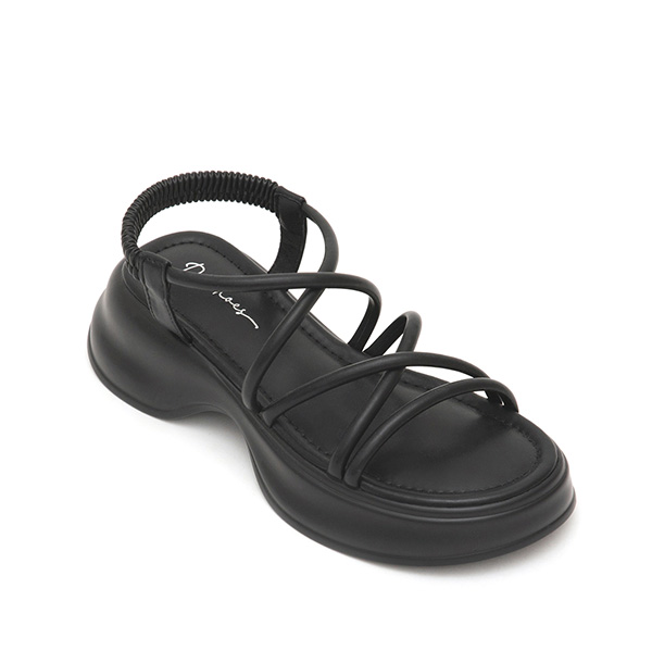 Thin Strap Lightweight Thick Sole Sandals Black