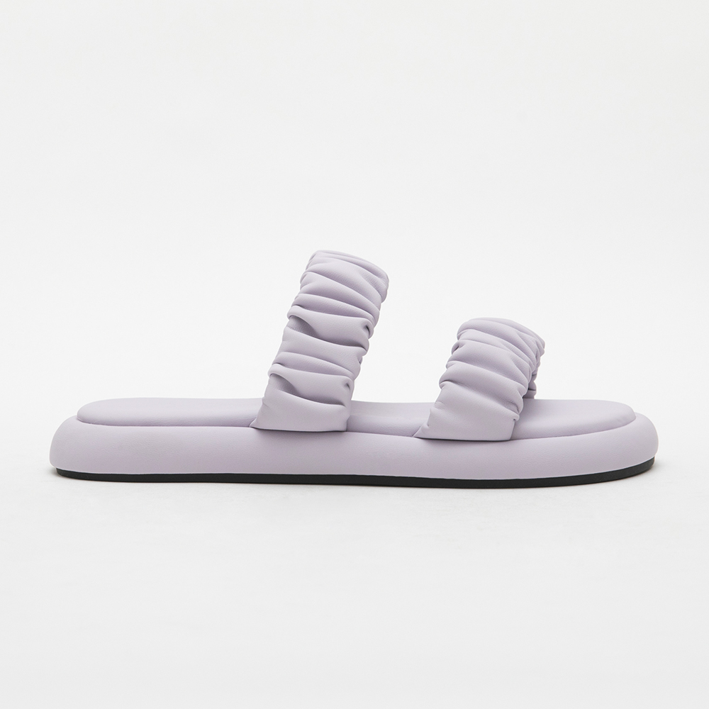 Dreamy Comfy Ruched Double Strap Sandals Lavender