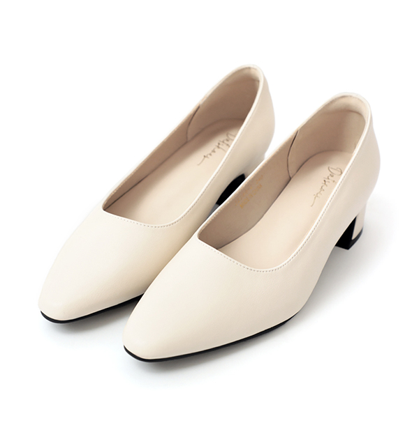 Minimalist Pointed-Toe 4cm Low Heels White